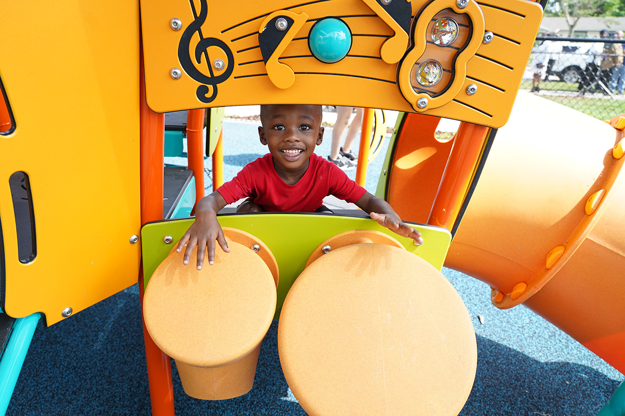 Kid playing on playground