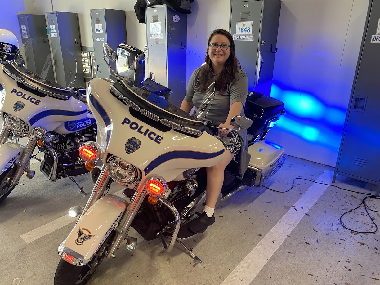 Student on a OPD motorcycle