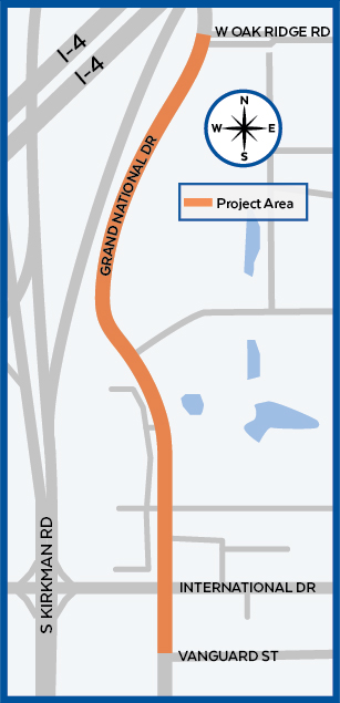 Map of Grand National Drive widening project