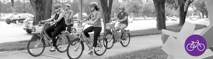 transportation represented by bicyclists on bike path